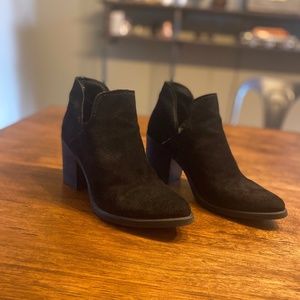 Steven Madden Black Leather Suede Ankle Boots